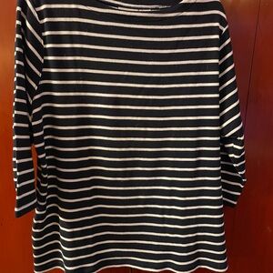 L.L. Bean Women's Black and White Striped Long Sleeve Top 3X Classic Boating